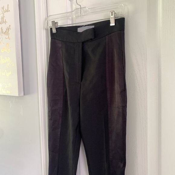 PNK casual black high waisted tuxedo trousers pants two tones black size S wool - Picture 2 of 14